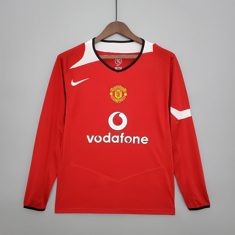 Camisa Home Manchester United Manga Longa - Versão Retrô