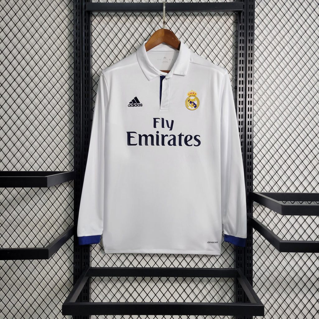 Camisa Home Real Madrid Manga Longa - Versão Retrô