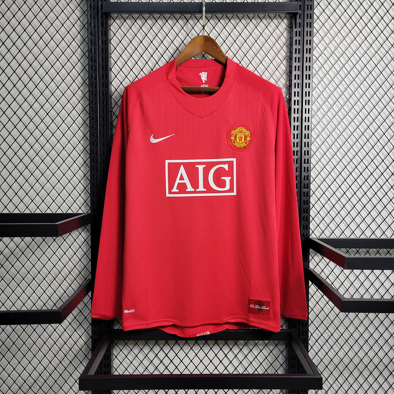 Camisa Home Manchester United Manga Longa - Versão Retrô