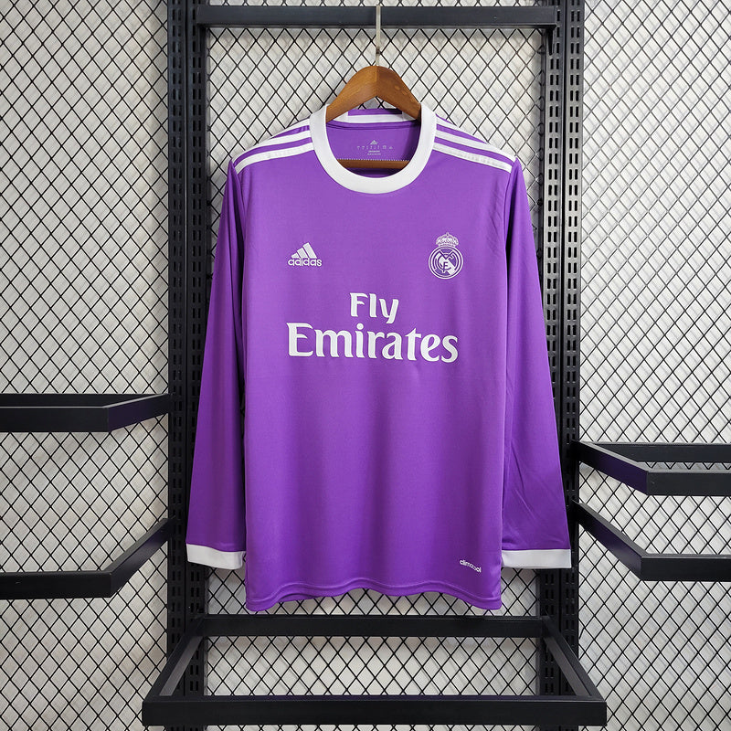 Camisa Away Real Madrid Manga Longa - Versão Retrô