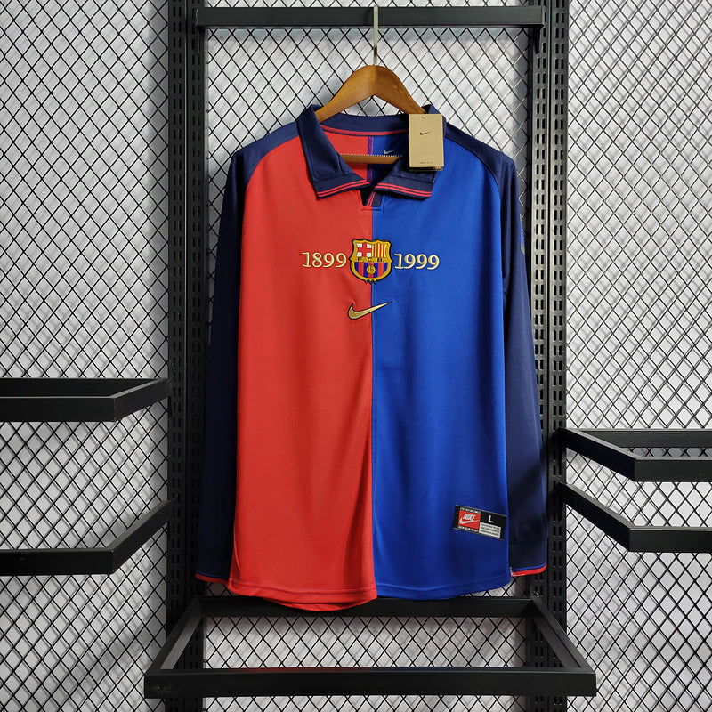 Camisa Home Barcelona Manga Longa - Versão Retrô